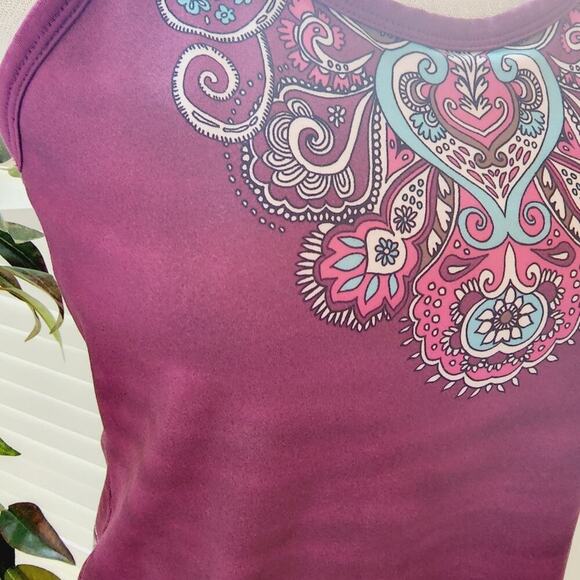 ATHLETA PAISLEY PINK/PURPLE TANK WITH BRALET SIZE MED - Picture 4 of 8
